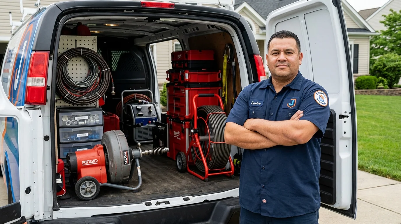 Professional drain cleaning equipment and Johns Plumbing LLC plumber in Fordyce
