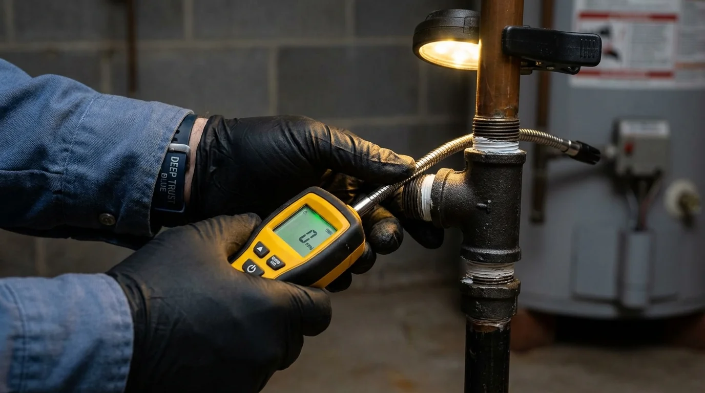 Gas leak detection with electronic sniffer by Johns Plumbing LLC in Fordyce